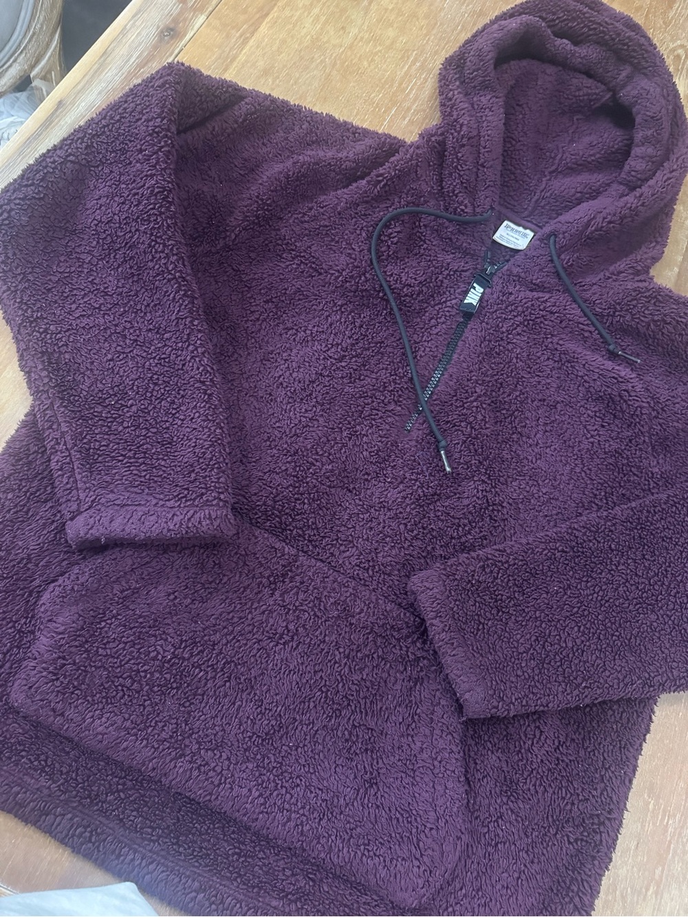 PINK Victoria's Secret Plush Sherpa Zip Hoodie - Plum - Picture 6 of 7